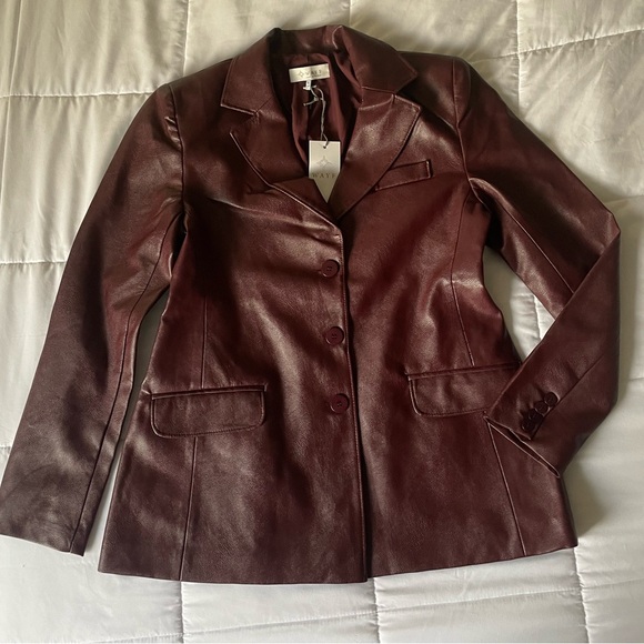 Wayf Red Leather Jacket - Picture 3 of 4